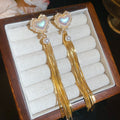 18K Gold Plated Silver Post Zircon Heart Faux Pearl Stud Earrings For Women Vintage Light Luxury view 2