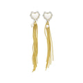 18K Gold Plated Silver Post Zircon Heart Faux Pearl Stud Earrings For Women Vintage Light Luxury view 5