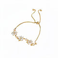 18K Gold Plated Copper Zircon Flower Bangle Minimalist Luxury Floral Bracelet For Women view 5