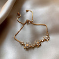 18K Gold Plated Copper Zircon Flower Bangle Minimalist Luxury Floral Bracelet For Women view 4