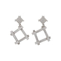 Light Luxury Alloy Irregular Rhombus Rhinestone Stud Earrings With Silver Needles view 5