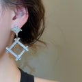Light Luxury Alloy Irregular Rhombus Rhinestone Stud Earrings With Silver Needles view 3