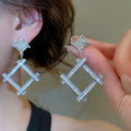 Light Luxury Alloy Irregular Rhombus Rhinestone Stud Earrings With Silver Needles view 1