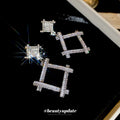 Light Luxury Alloy Irregular Rhombus Rhinestone Stud Earrings With Silver Needles view 4