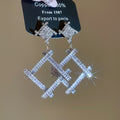 Light Luxury Alloy Irregular Rhombus Rhinestone Stud Earrings With Silver Needles view 2