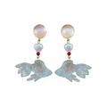 Style Blue Acrylic Koi Goldfish Pearl Stud Earrings For Women, Unique Elegant Animal Design view 5