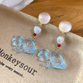 Style Blue Acrylic Koi Goldfish Pearl Stud Earrings For Women, Unique Elegant Animal Design view 4