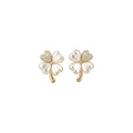 14K Gold Plated Cat Eye Stone Flower Stud Earrings For Women Petite Light Luxury Floral Jewelry view 5