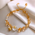 New Chinese Style Yellow Crystal Lotus Pod Geometric Bangle, Vintage Ethnic Round Design view 2