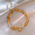 New Chinese Style Yellow Crystal Lotus Pod Geometric Bangle, Vintage Ethnic Round Design view 3
