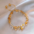 New Chinese Style Yellow Crystal Lotus Pod Geometric Bangle, Vintage Ethnic Round Design view 4