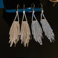 Geometric Triangle Zircon Tassel Copper Hook Drop Earrings For Women view 4