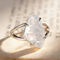 Four Prong Faux Jade Transparent Irregular Geometric Ring For Women, Elegant Jewelry view 5