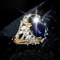 Bold Palace Style Two Tone Ring For Women, Marquise Oval Faux Sapphire Jewelry view 2