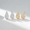 Hollow European American Teardrop Stud Earrings With Full Rhinestone Light Luxury Design view 3