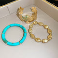 Iron Geometric Flower Bracelet Jewelry Set, European Style Statement Bangle Accessories view 4