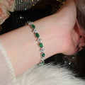 Light Luxury Copper Bangle With Colorful Zircon Geometric Flower Oval Design view 4