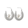 Light Luxury French Mesh U-Shaped Faux Pearl Drop Earrings With Silver Posts For Women view 5