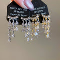 18K Gold Plated Copper Zircon Teardrop Tassel Clip-on Earrings Minimalist Fashion Jewelry view 3