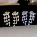 18K Gold Plated Copper Zircon Teardrop Tassel Clip-on Earrings Minimalist Fashion Jewelry view 1