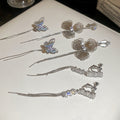 Copper Zircon Butterfly Flower Tassel Clip-on Earrings For Women, Minimalist Light Luxury Style view 3