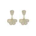 Elegant Luxury French Vintage Alloy Pearlized Enamel Flower Petal Drop Stud Statement Earrings view 5