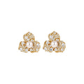 18K Gold Plated Zircon Flower Faux Pearl Clip-on Earrings French Vintage Light Luxury Jewelry view 5
