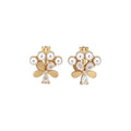 18K Gold Plated Zircon Cat Eye Stone Flower Clip-on Earrings Elegant Minimalist Jewelry view 5