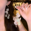 Vintage Geometric Round Zircon Sequin Tassel Faux Pearl Drop Earrings For Women view 1