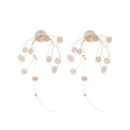 Vintage Geometric Round Zircon Sequin Tassel Faux Pearl Drop Earrings For Women view 5