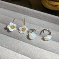 18K Gold Plated Mother Of Pearl Flower Hook Earrings For Women, Light Luxury Versatile Jewelry view 4