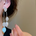 Vintage Acrylic Leaf Rhinestone Silver Needle Drop Earrings For Women Designer Statement Jewelry view 3