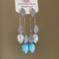 Vintage Acrylic Leaf Rhinestone Silver Needle Drop Earrings For Women Designer Statement Jewelry view 2