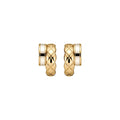 18K Gold Plated Copper Mother Of Pearl Double Layer C Shape Stud Earrings With Silver Posts view 5