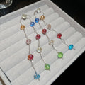 Colorful Crystal Tassel Drop Earrings With Sterling Silver Pins Fresh Sweet Geometric Round Design view 3