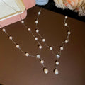 Korean Style Zircon Flower Faux Pearl Necklace Vintage Old Money Clavicle Choker view 2