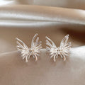 Copper Zircon Firework Butterfly Stud Earrings With Silver Pins Minimalist Korean Style view 4