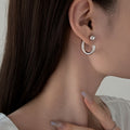 Retro Copper Geometric Quadrilateral C-Shape Stud Earrings, Minimalist Metal Everyday Fashion Jewelry view 2