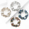 Alloy Rhinestone Pearl Christmas Wreath Brooch Pin For Suit Shawls view 3