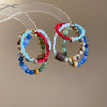 Natural Stone Wood Beaded Stud Earrings For Women, Vintage Ethnic Round Geometric Jewelry view 2