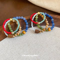 Natural Stone Wood Beaded Stud Earrings For Women, Vintage Ethnic Round Geometric Jewelry view 4