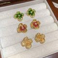 Sweet Floral Artificial Crystal Stud Earrings, Light Luxury Spring Flower Design view 3