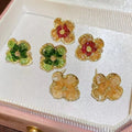 Sweet Floral Artificial Crystal Stud Earrings, Light Luxury Spring Flower Design view 1