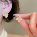Sweet Floral Artificial Crystal Stud Earrings, Light Luxury Spring Flower Design view 4