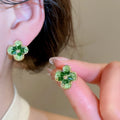 Sweet Floral Artificial Crystal Stud Earrings, Light Luxury Spring Flower Design view 2