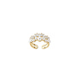 Gold Plated Zircon Flower Faux Pearl Open Ring Elegant Luxury Geometric Adjustable Jewelry view 5