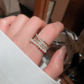 Gold Plated Zircon Flower Faux Pearl Open Ring Elegant Luxury Geometric Adjustable Jewelry view 4