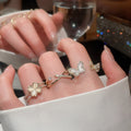 Gold Plated Zircon Flower Faux Pearl Open Ring Elegant Luxury Geometric Adjustable Jewelry view 2