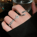Elegant Zircon Heart Flower Open Copper Ring For Women, Geometric Round Minimalist Statement Index Finger Ring view 2