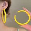 Geometric Round Acrylic C Shape Stud Earrings With Silver Pins, Niche Statement Fashion Design view 3